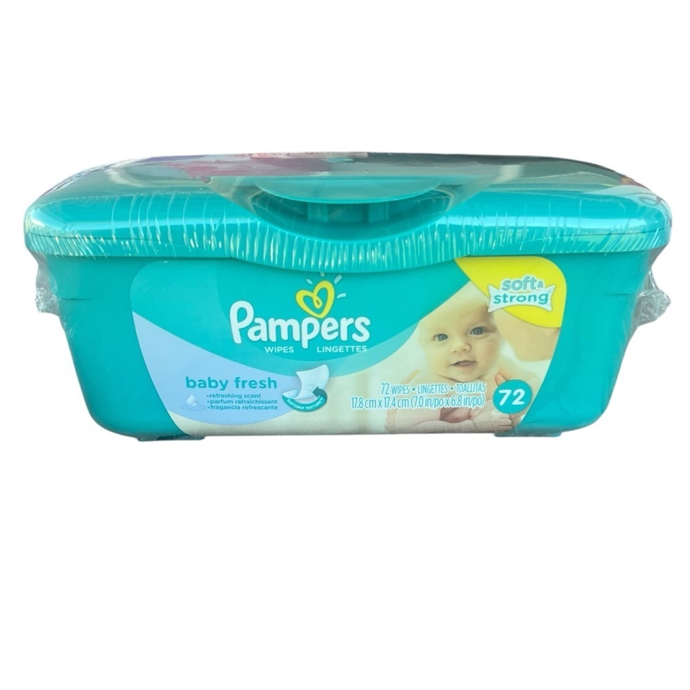 Pampers Baby Fresh NOS Sealed Hard Case Baby Wipes Flip Lid 72 Count 2013 HTF